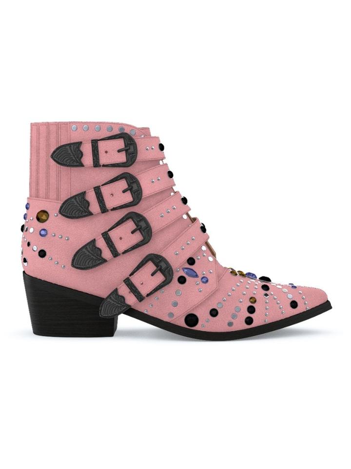 Toga Pulla Crystal Buckle Boots - Pink & Purple