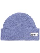 Ganni Knitted Beanie Hat - Purple