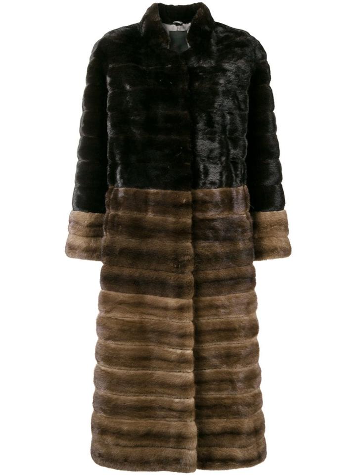 Liska High Neck Long Coat - Brown