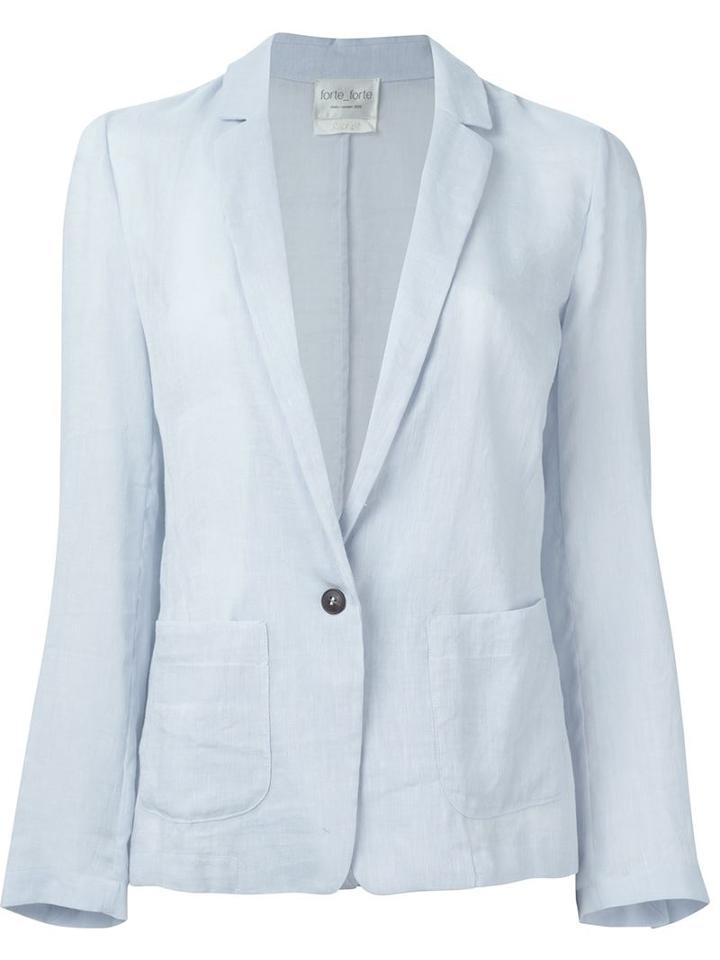 Forte Forte Single Button Blazer, Women's, Size: 3, Blue, Cotton/linen/flax