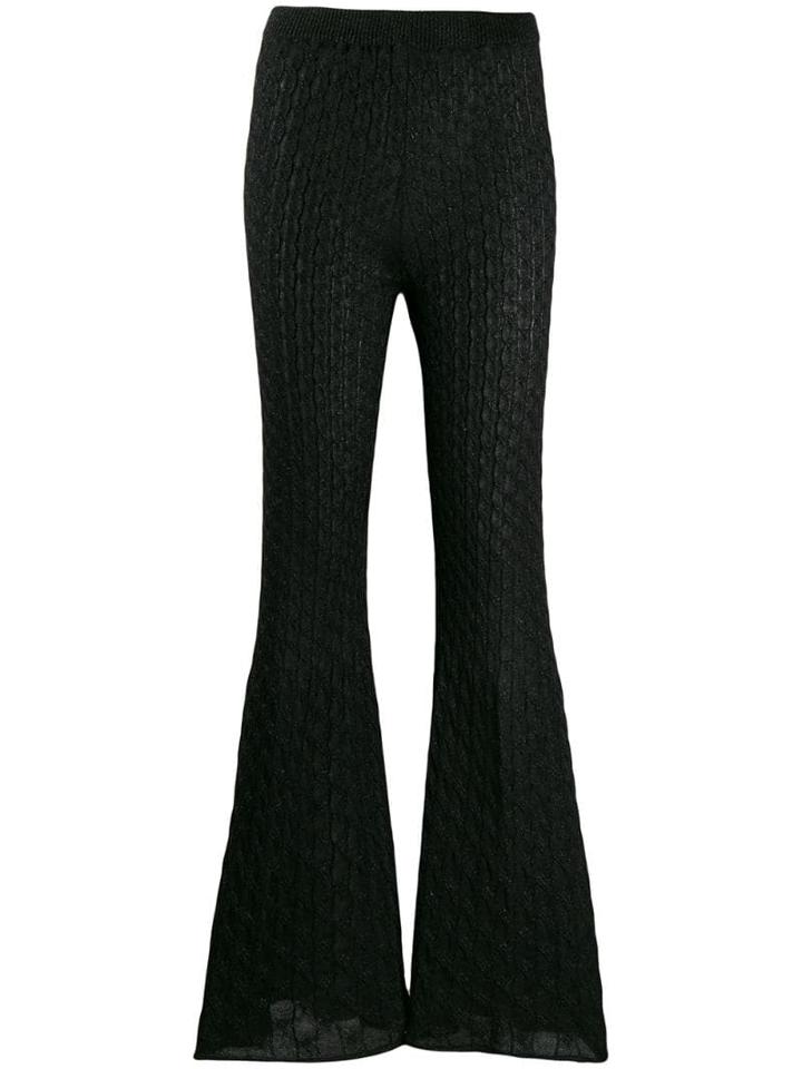 Circus Hotel Lamé Knit Flared Trousers - Black