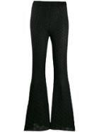 Circus Hotel Lamé Knit Flared Trousers - Black