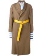 Erika Cavallini Ribbed Layered Cuffs Coat, Women's, Size: 38, Brown, Cotton/virgin Wool/acetate/polyester