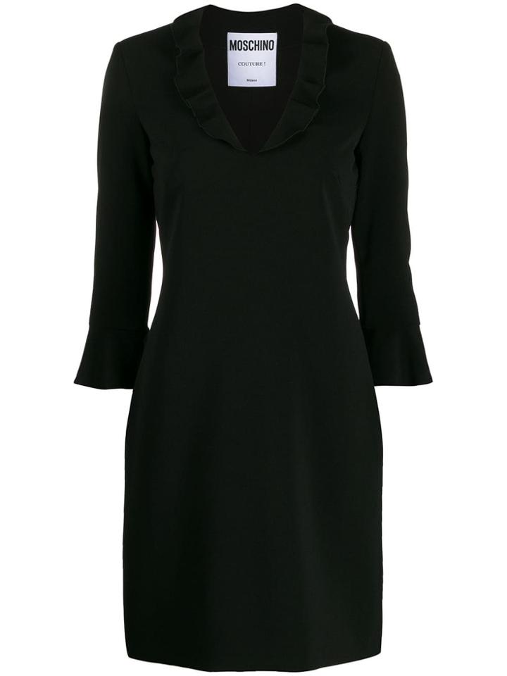 Moschino Ruffled Neck Mini Dress - Black