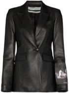 Off-white Painting Print-appliqued Leather Blazer - Black