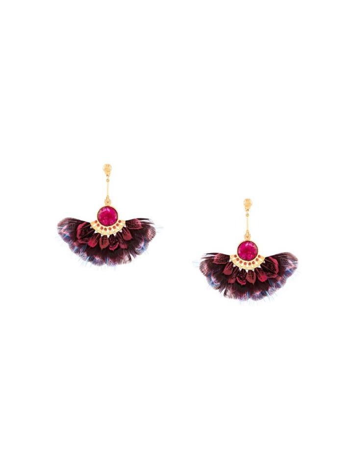 Gas Bijoux 'serti Gaia' Feather Earrings, Women's, Red