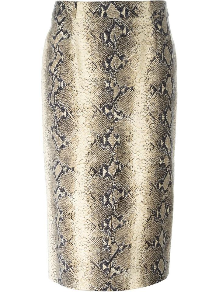 John Galliano Vintage Snakeskin Print Fitted Skirt