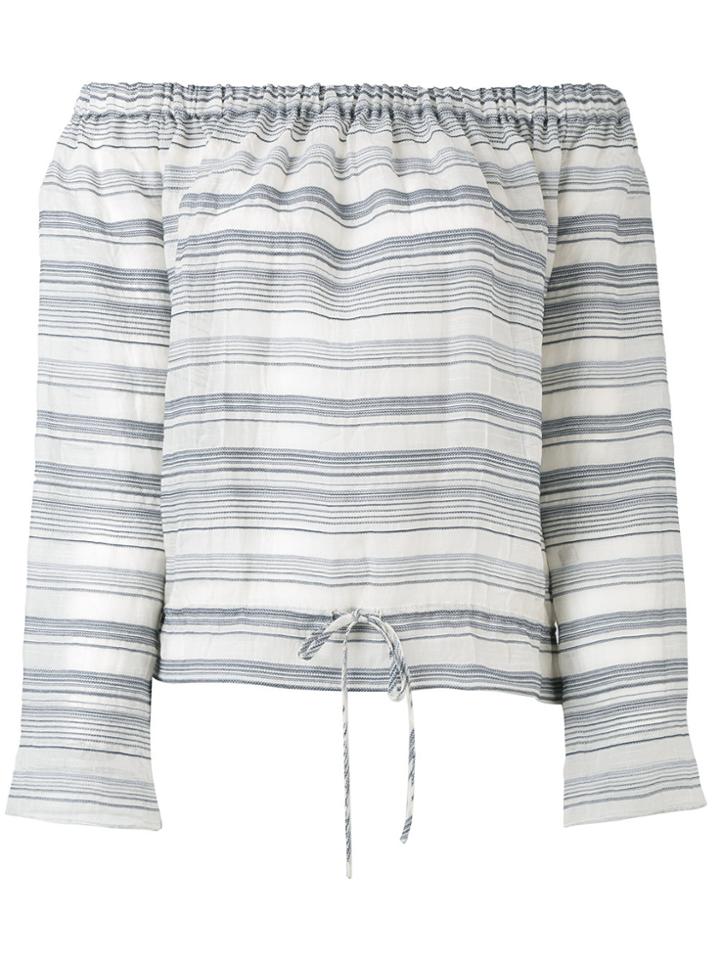 Theory Off-shoulders Striped Blouse - Blue