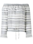 Theory Off-shoulders Striped Blouse - Blue