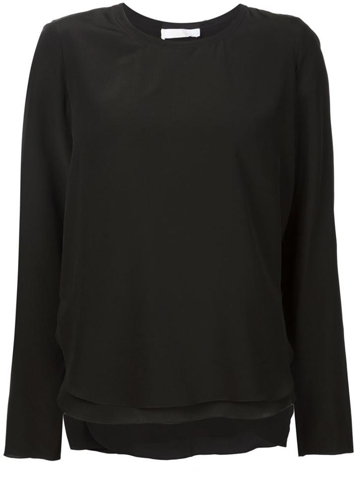 Chloé Long Sleeve Top, Women's, Size: 8, Black, Silk