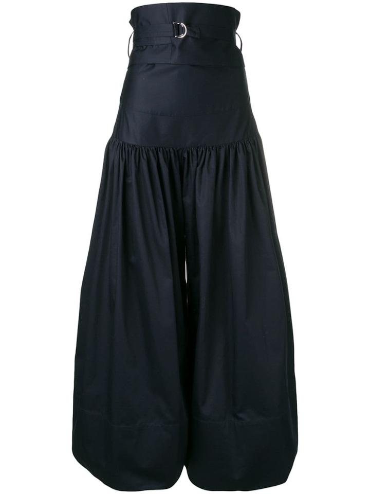 Eudon Choi Cropped Wide Leg Trousers - Blue