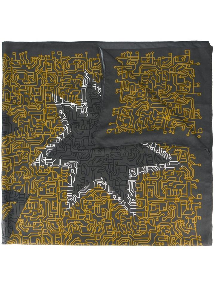 Furla Star Print Scarf, Men's, Grey, Modal/cashmere