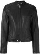 Diesel Zipped Jacket, Women's, Size: Large, Black, Calf Leather/cotton/polyester
