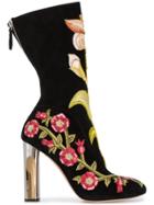 Alexander Mcqueen Medieval Embroidered Boots With Bicolour Sculpted