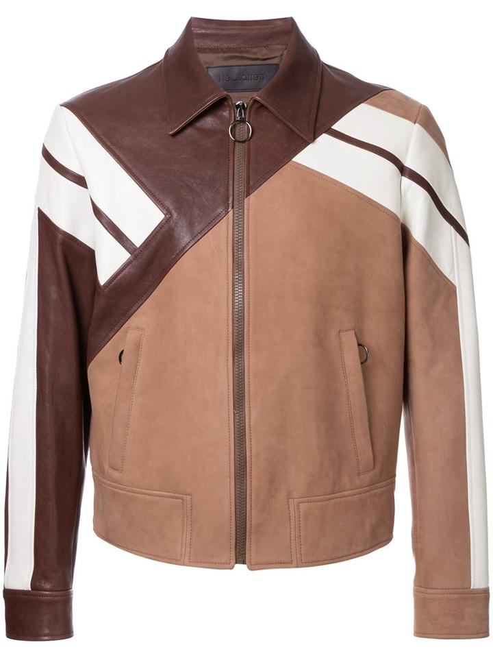 Neil Barrett Geometric Pannelled Jacket, Men's, Size: Small, Brown, Leather