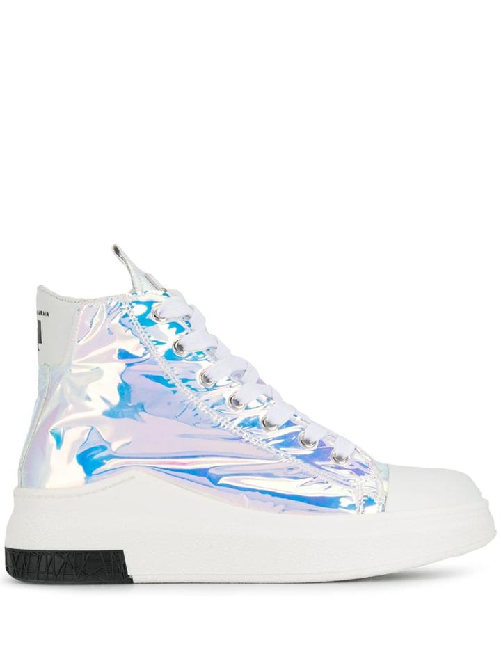 Cinzia Araia Metallic Hi-top Sneakers - Silver