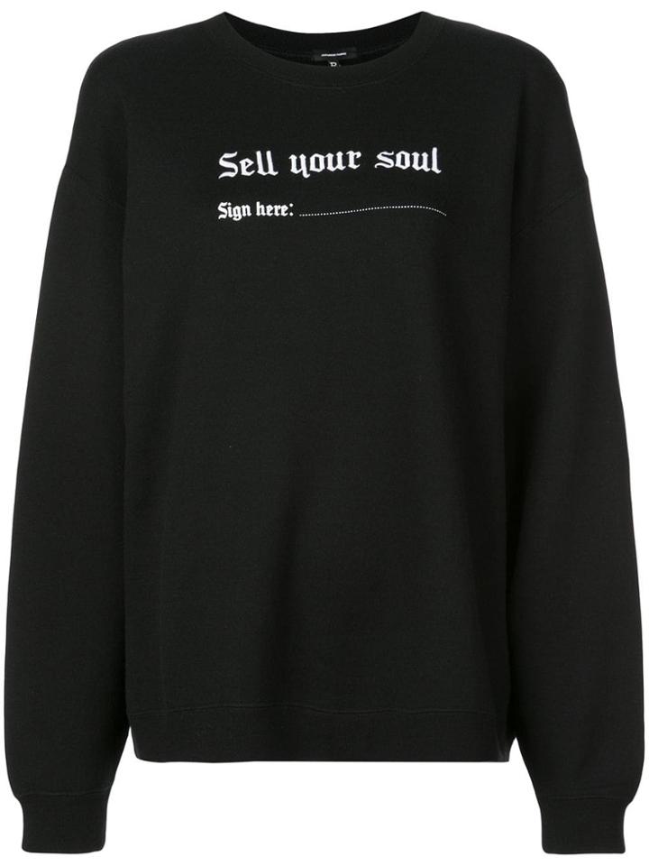 R13 Oversized Slogan Print Sweatshirt - Black