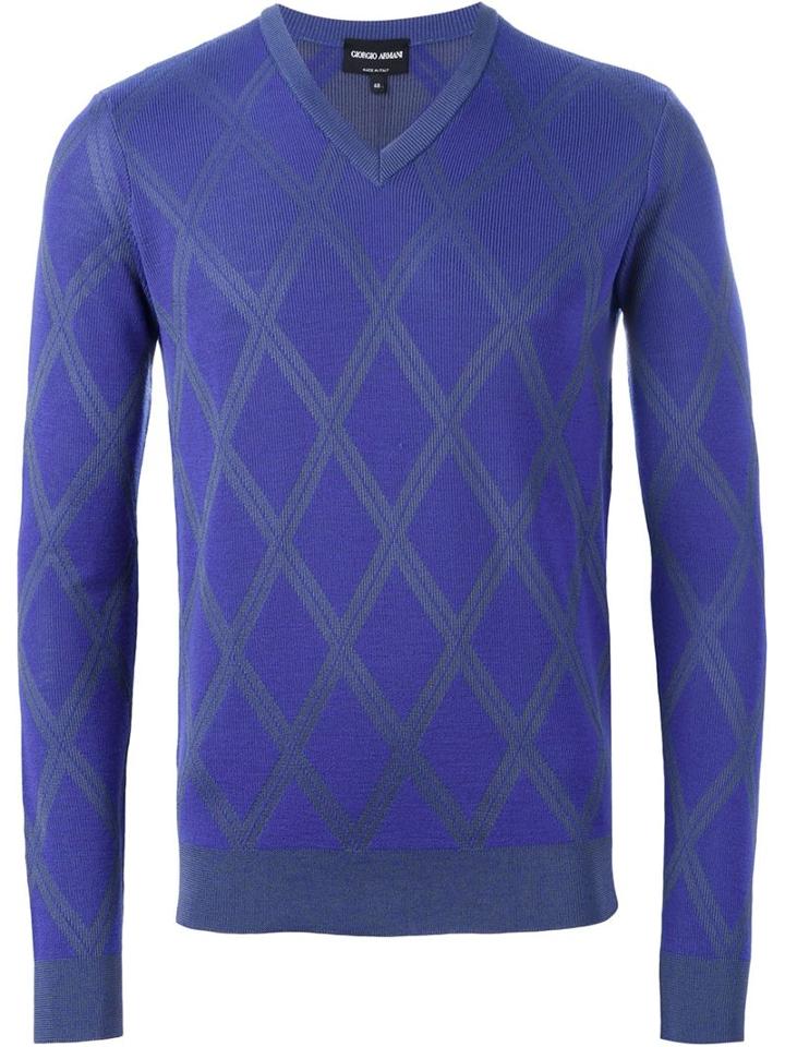 Giorgio Armani Argyle Pattern Sweater