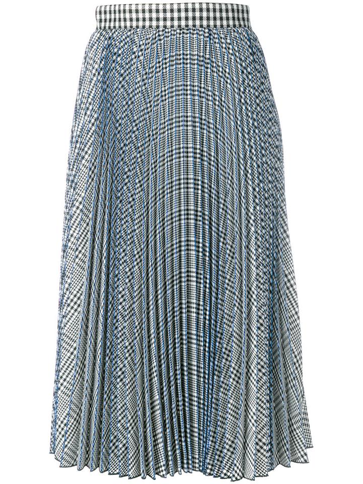 Msgm - Check Pleated Skirt - Women - Polyester/viscose - 42, White, Polyester/viscose