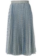 Msgm - Check Pleated Skirt - Women - Polyester/viscose - 42, White, Polyester/viscose