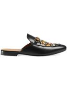 Gucci Princetown Embroidered Slippers - Black