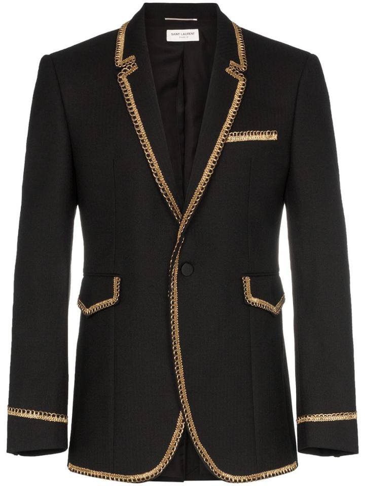 Saint Laurent Gold Braided Blazer - Black