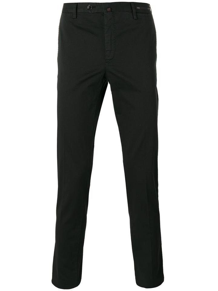 Pt01 Folded Hem Skinny Trousers, Men's, Size: 52, Black, Cotton/elastodiene