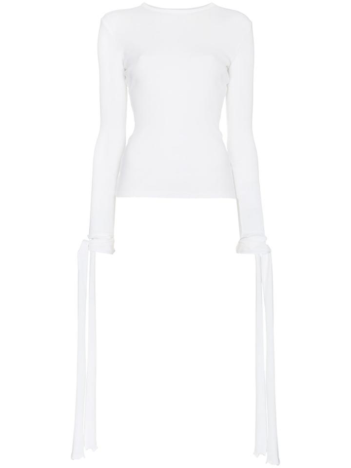 Jw Anderson Cotton Jersey Top With Cuff Ties - White