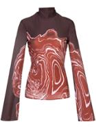 Ellery Abstract-print Roll-neck Top - Purple