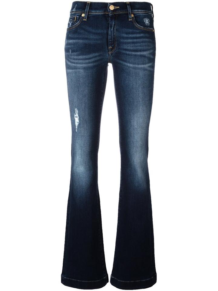7 For All Mankind 'charlize' Bootcut Jeans, Women's, Size: 27, Blue, Cotton/spandex/elastane/polyester