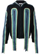 Walter Van Beirendonck Ribbon Applique Zipped Hoodie, Men's, Size: Large, Black, Cotton