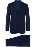 Mp Massimo Piombo Fleece Two Piece Suit, Men's, Size: 46, Blue, Wool/cupro
