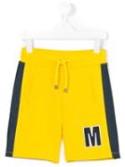 Msgm Kids - Two Tone Track Shorts - Kids - Cotton - 10 Yrs, Boy's, Yellow/orange