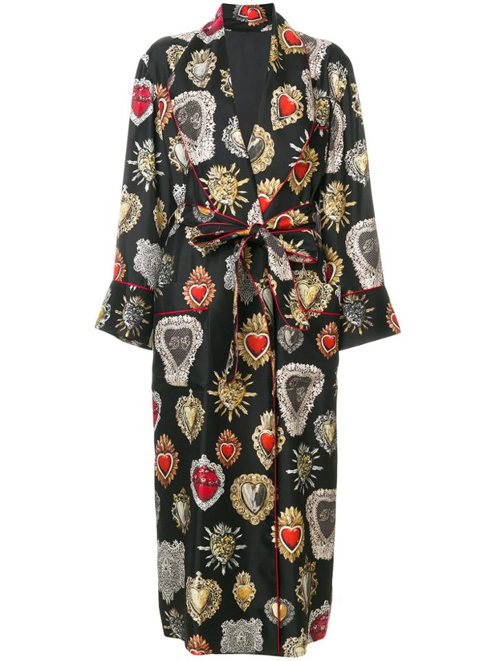 Dolce & Gabbana Sacred Heart Robe Style Coat - Black