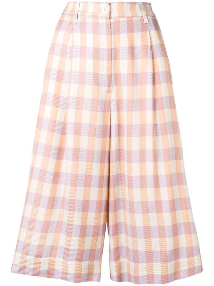 Essentiel Antwerp Check Flared Shorts - Neutrals