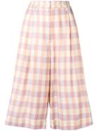 Essentiel Antwerp Check Flared Shorts - Neutrals
