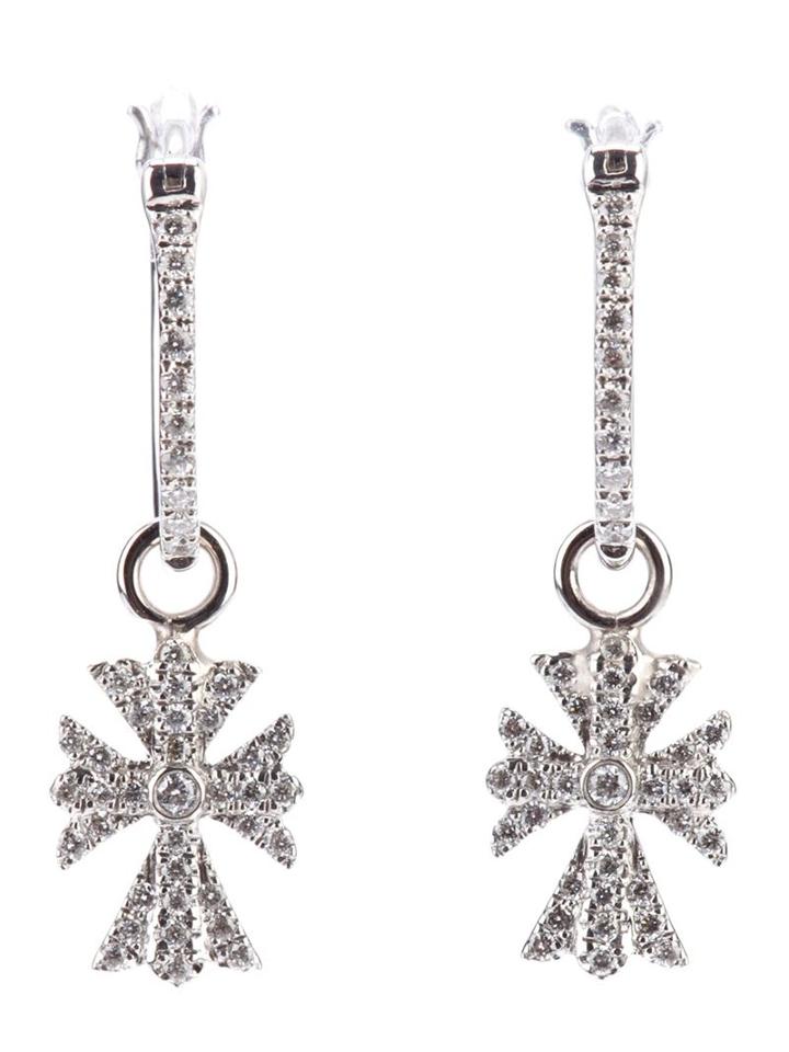 Elise Dray Diamond Cross Earrings, Women's, Metallic