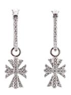 Elise Dray Diamond Cross Earrings, Women's, Metallic