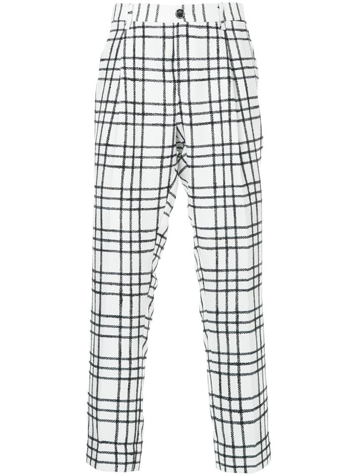 Education From Youngmachines Checked Tailored Trousers - White