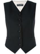Dolce & Gabbana Contrast Back Waistcoat, Women's, Size: 44, Black, Silk/polyamide/virgin Wool