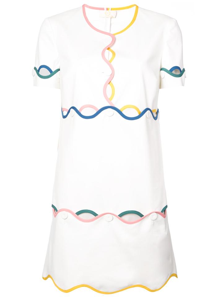 Sara Battaglia Wavy Hem Dress - White