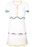 Sara Battaglia Wavy Hem Dress - White