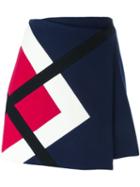 Msgm Panelled Skirt, Women's, Size: 40, Blue, Polyamide/viscose/wool