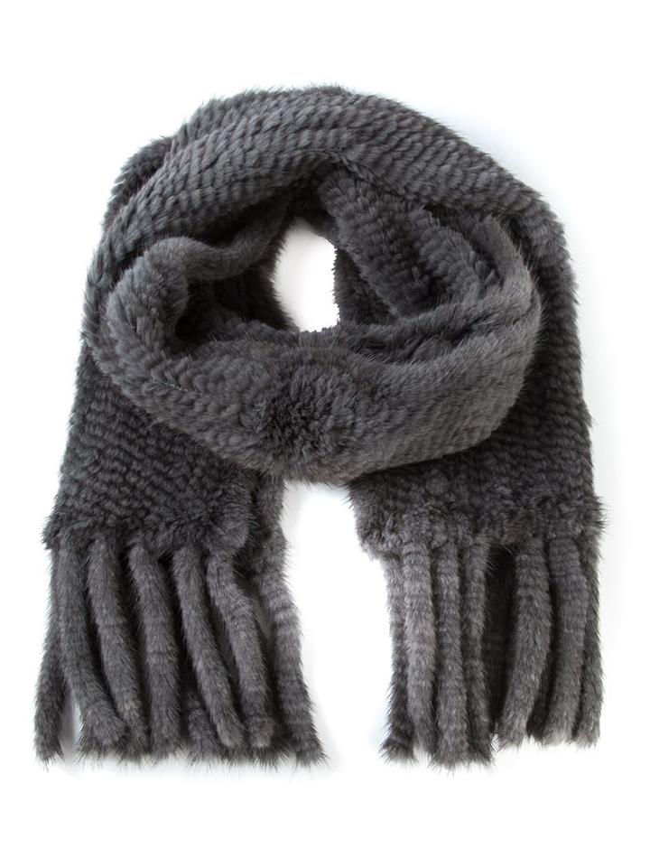 Liska Fringed Scarf, Women's, Grey, Mink Fur