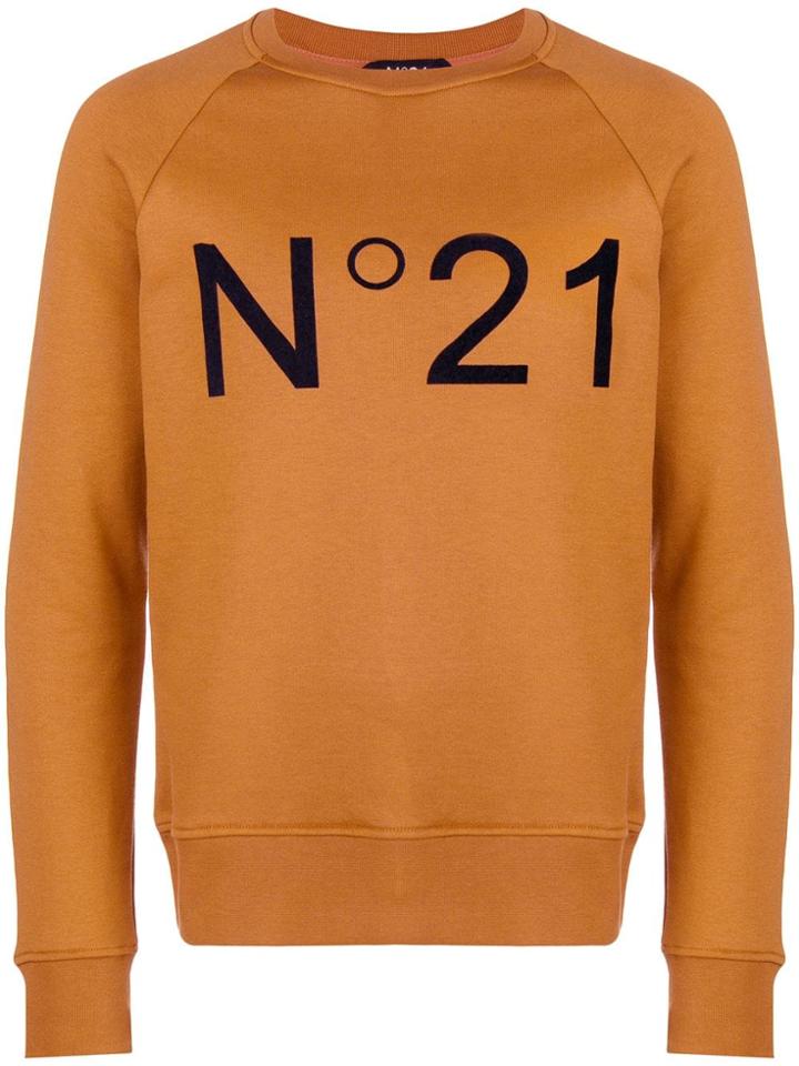 No21 Logo Print Jersey Sweater - Brown