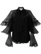 Chloé Embroidered Organza Blouse - Black