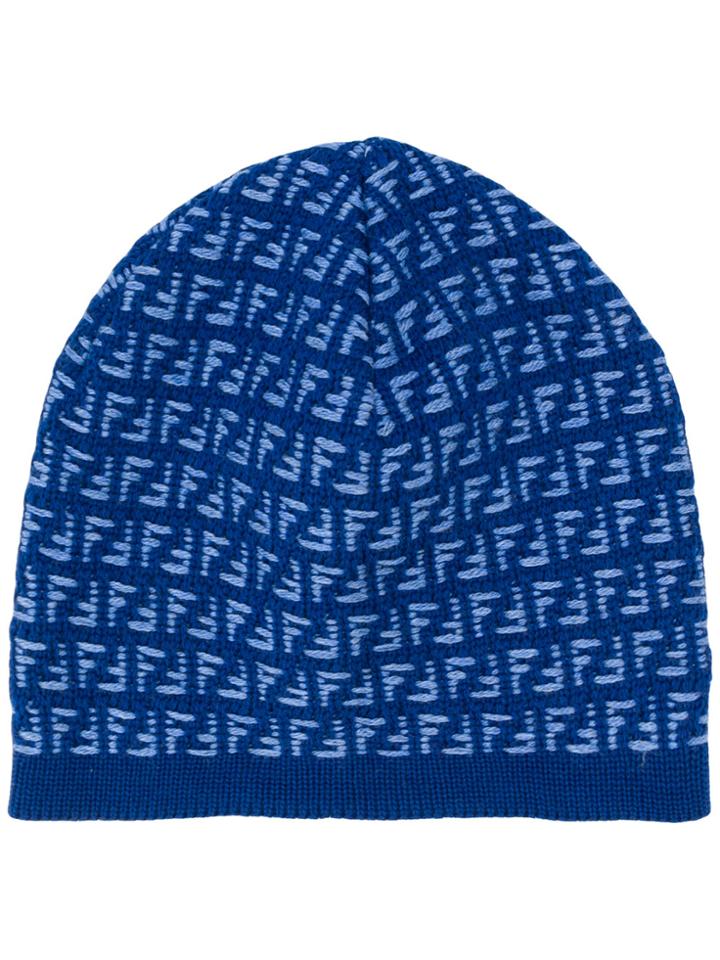 Fendi Monogram Knit Beanie - Blue