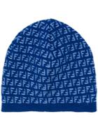 Fendi Monogram Knit Beanie - Blue