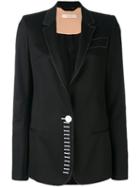 Ssheena - Buttonhole Blazer - Women - Cotton/polyamide/spandex/elastane/viscose - 40, Black, Cotton/polyamide/spandex/elastane/viscose