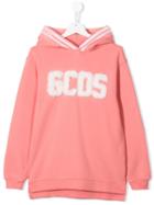 Gcds Kids Teen Textured Logo Hoodie - Pink